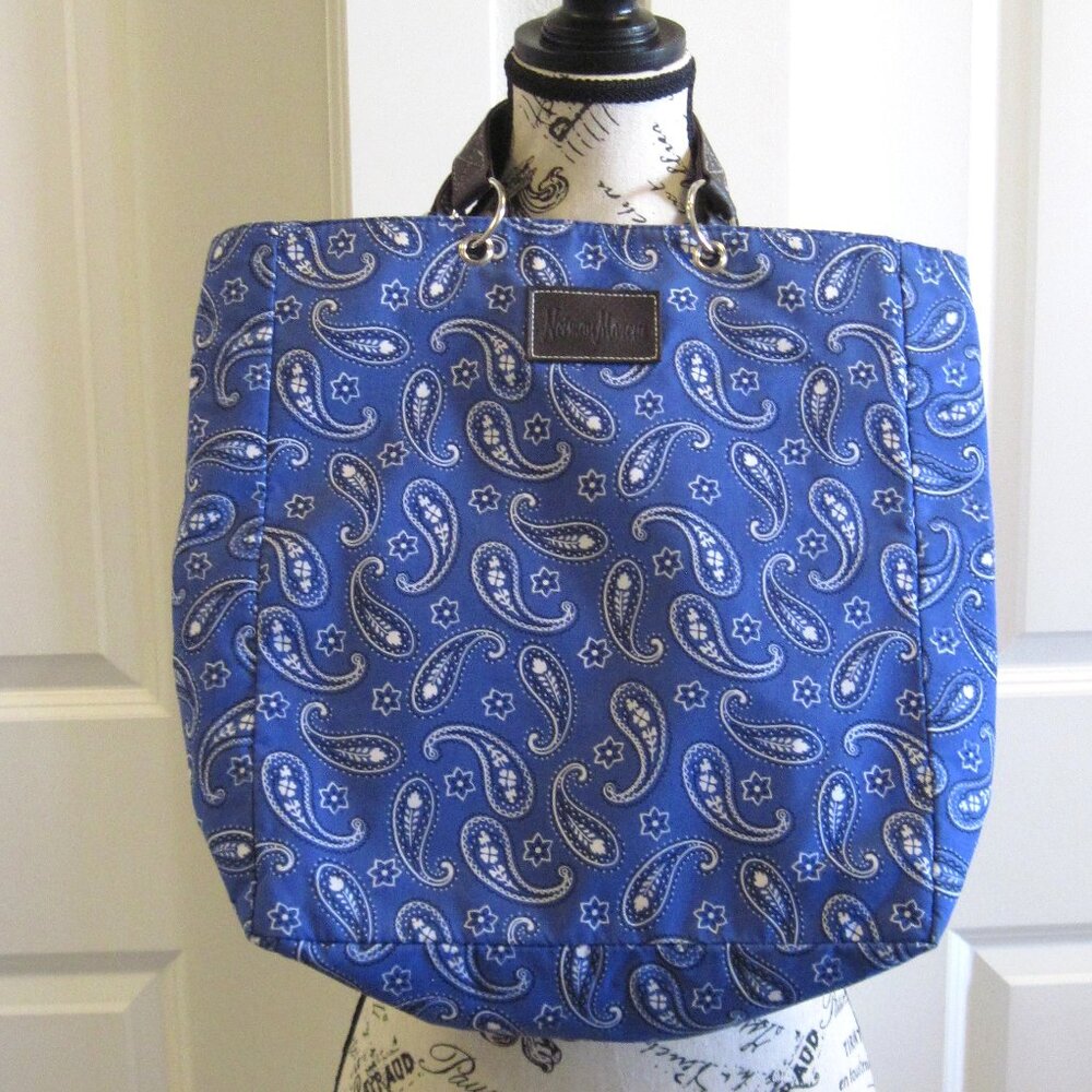 Neiman Marcus Blue Bandana Print Tote Bag